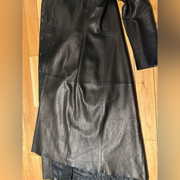 Excellent Condition Vintage 100% Lambskin Leather Long Jacket Trench Coat - Picture 10 of 16